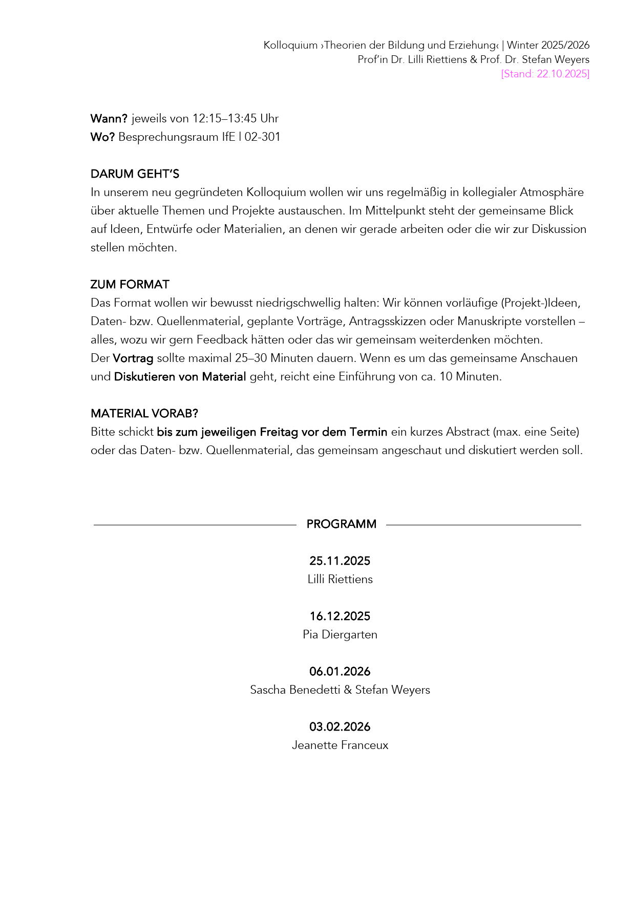 Kolloquium WiSe 25_26 Ablauf und Termine
